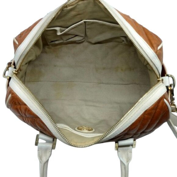 Tory Burch Quilted Brown and Cream Bag - Picture 6 of 6